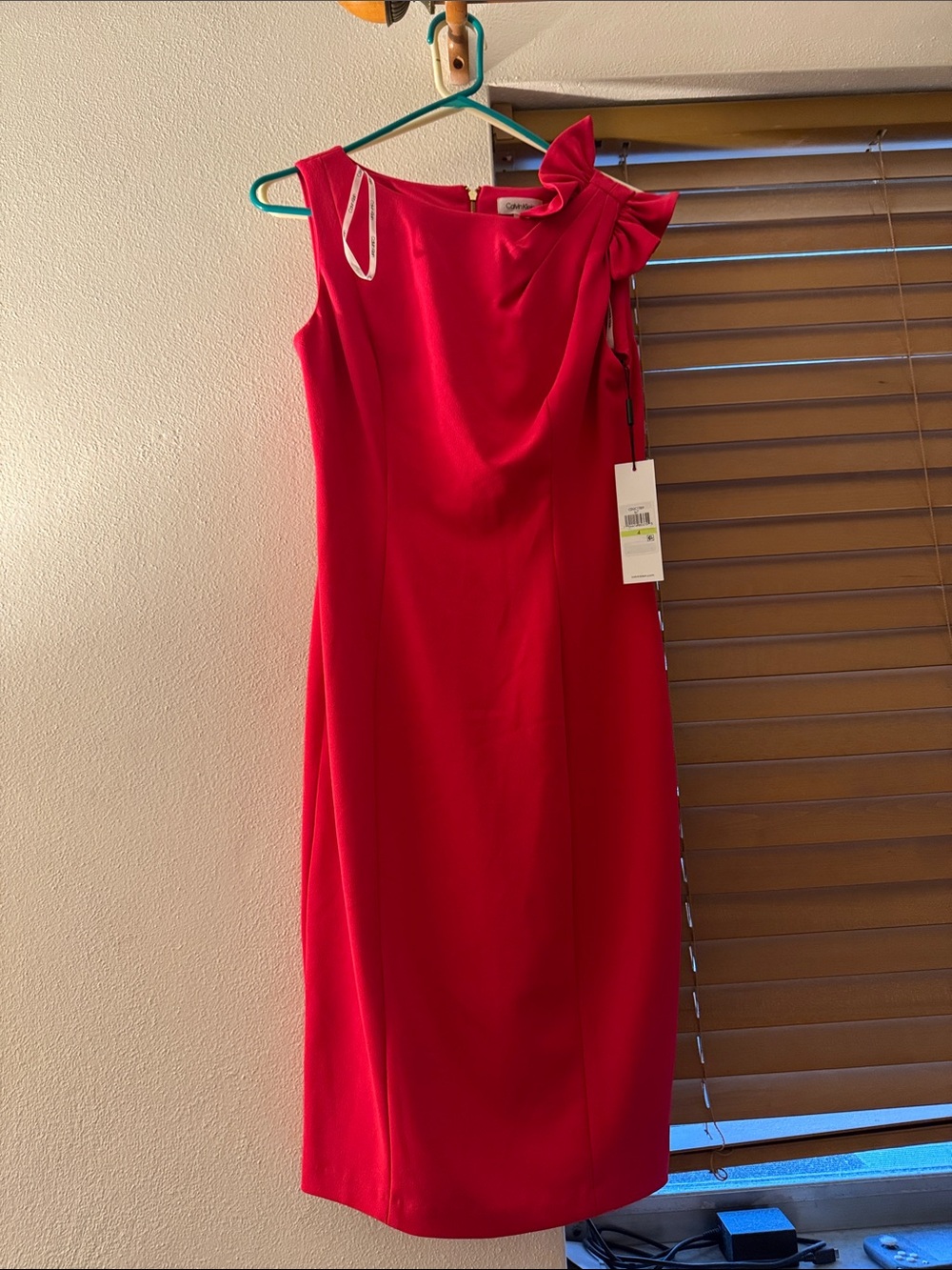 Calvin Klein Bow Shoulder Sheath Dress